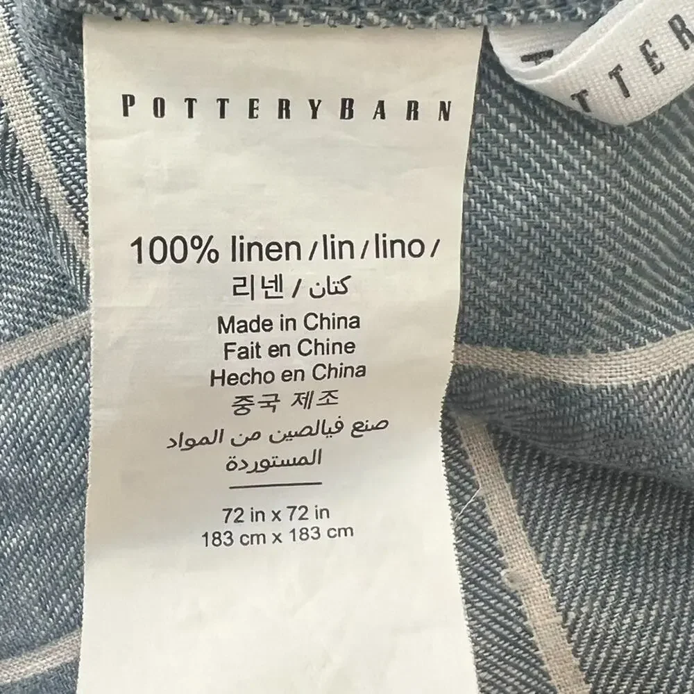 Pottery Barn Linen Shower Curtain Grey Stripe 72